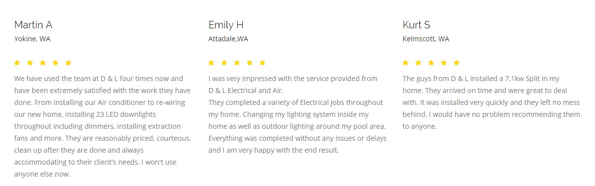 D & L Electrical Review Customer Testimonials