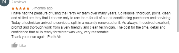Perth Air Review Customer Testimonials 1
