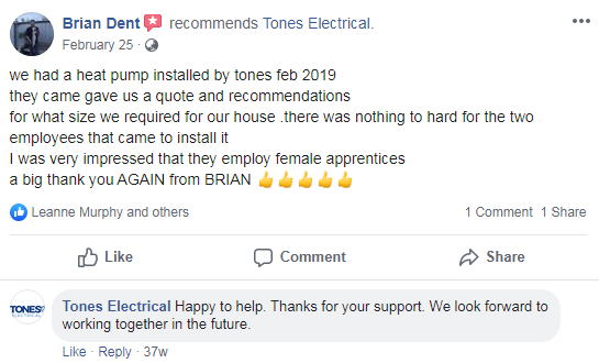 Tones Electrical Review Customer Testimonial 2